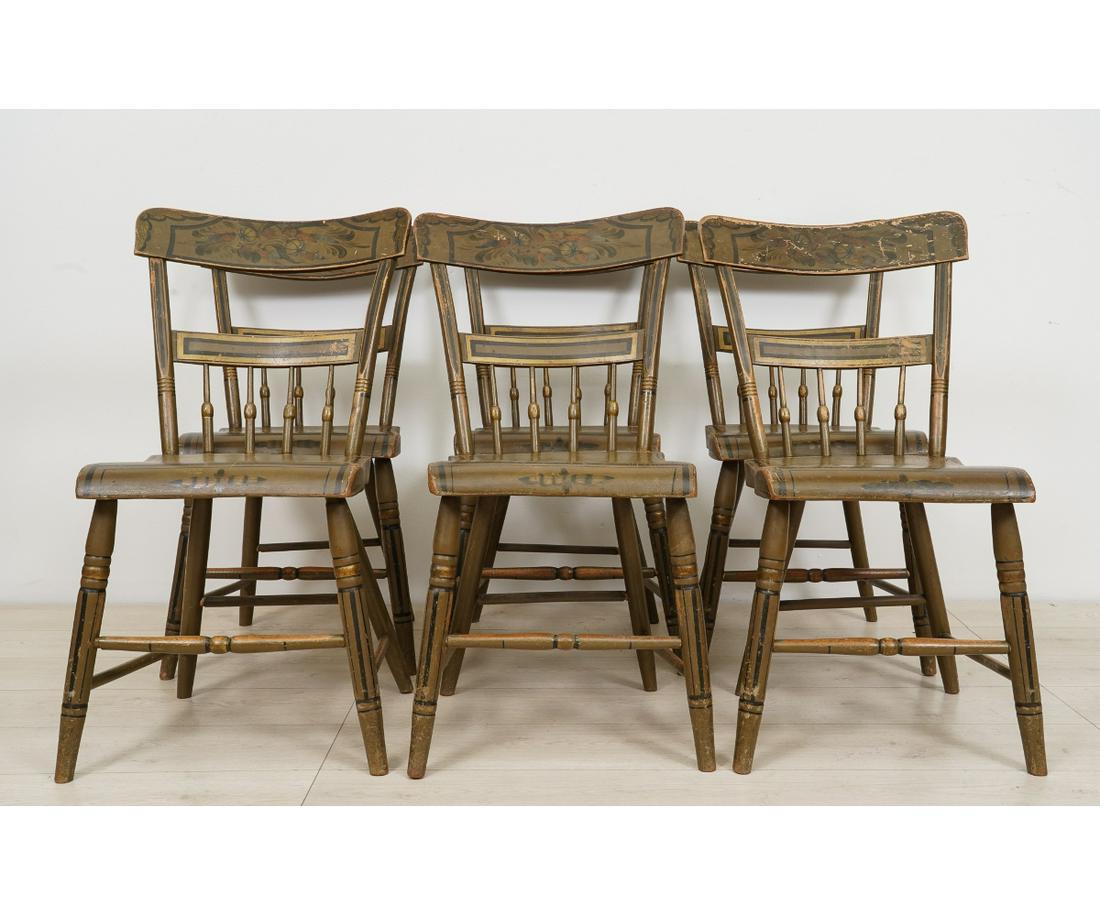 SET OF SIX PENNSYLVANIA PLANK BOTTOM CHAIRS (1 of 5)