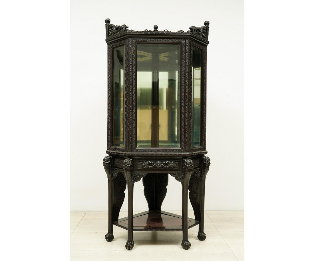 ASIAN BLACK CARVED CABINET (1 of 8)