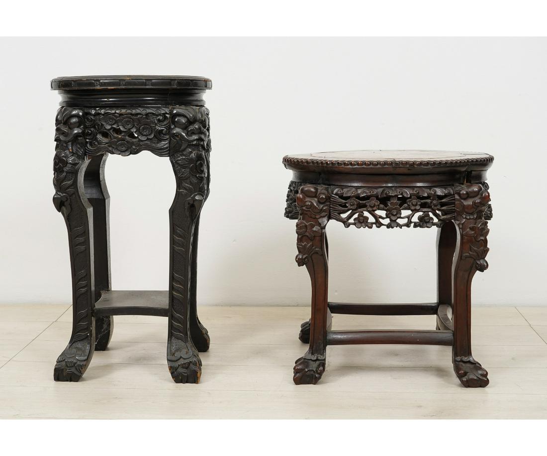 TWO ASIAN CARVED PLANT STANDS (1 of 5)