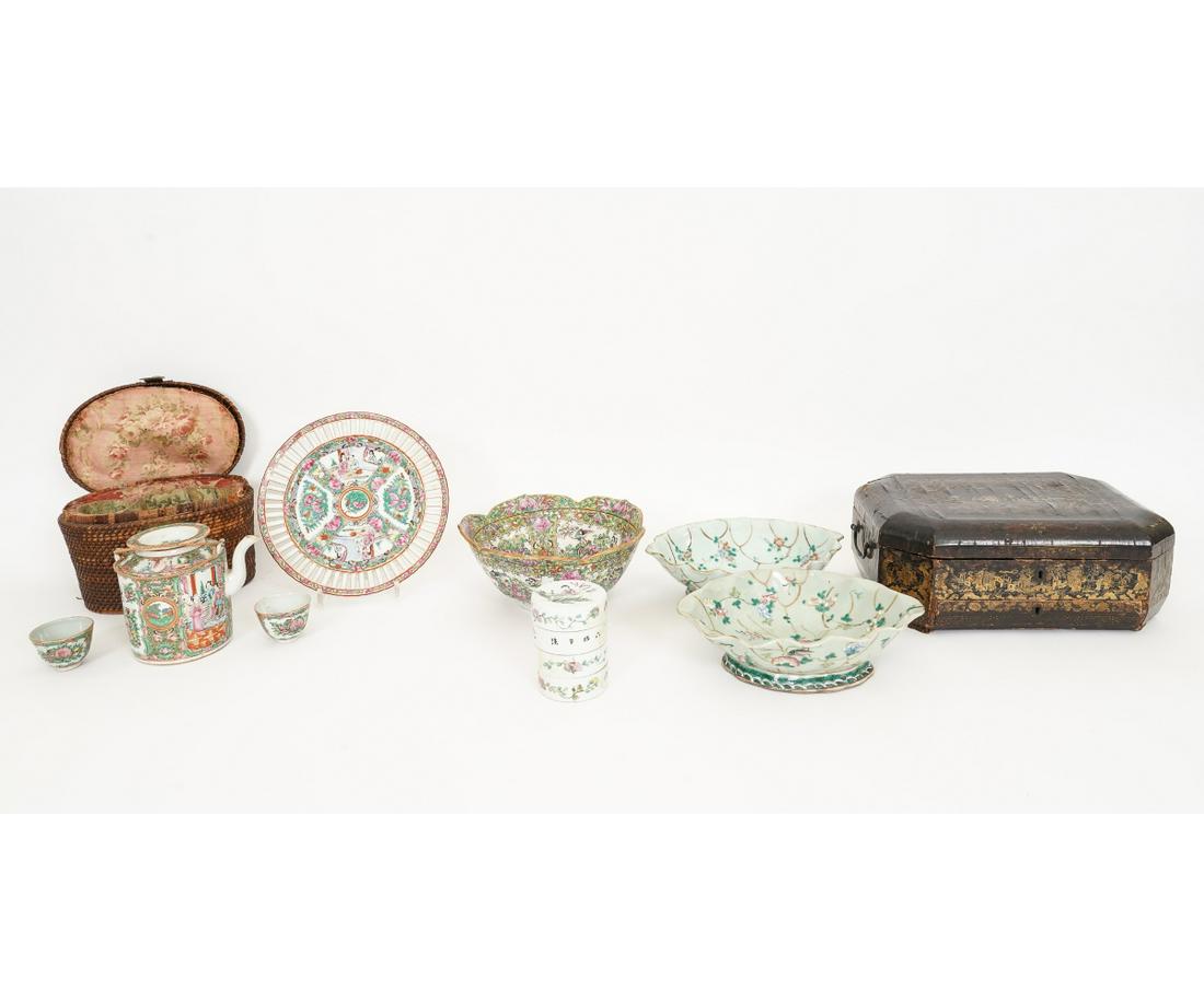 PAIR OF CHINESE CELADON FOOTED DISHES (1 of 9)