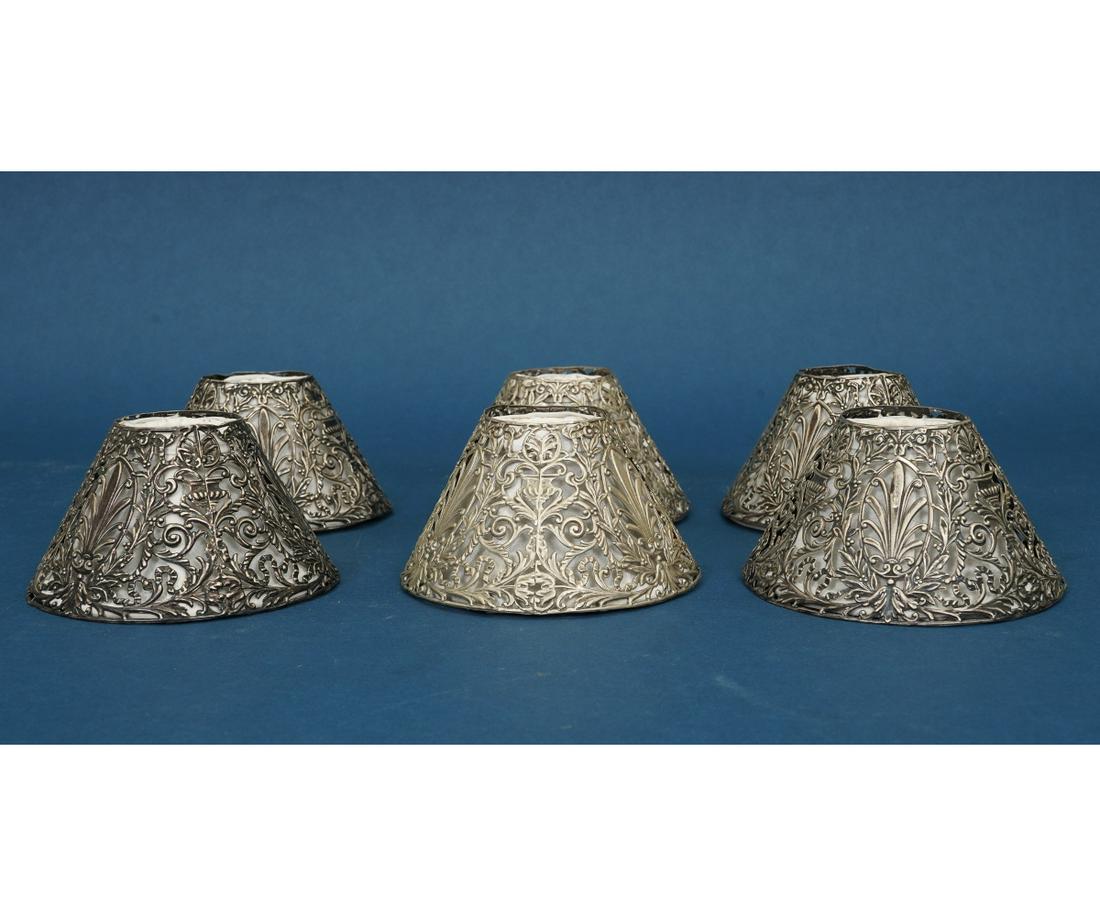 SIX STERLING SILVER LAMP SHADE COVERS (1 of 9)