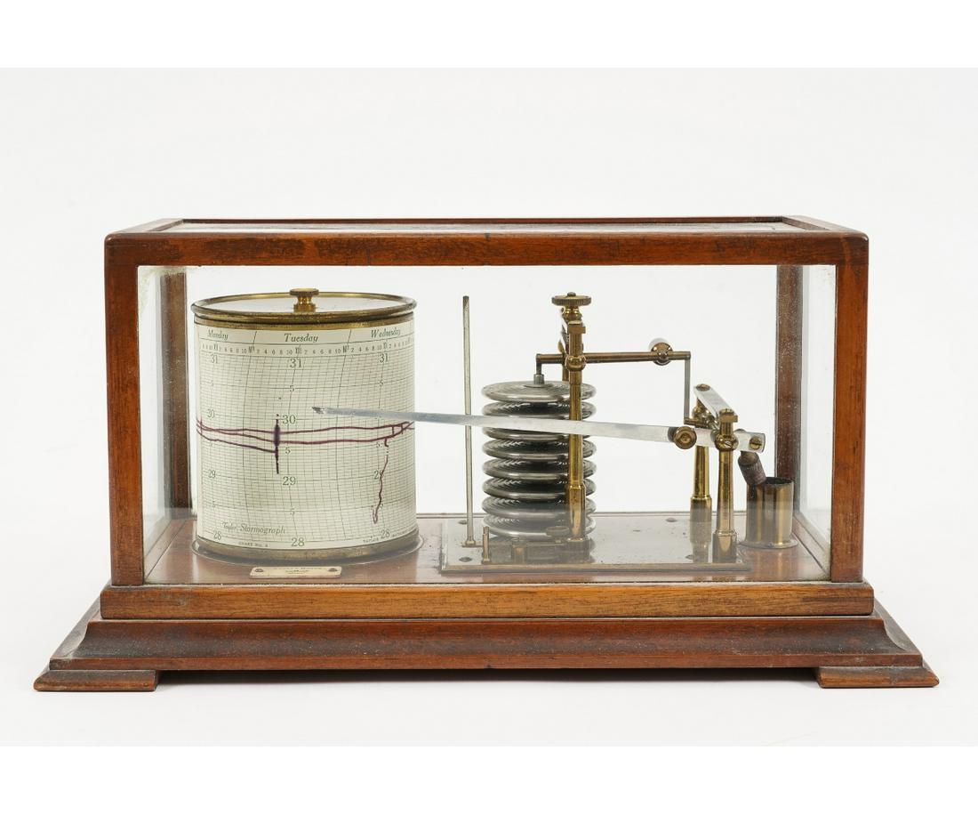 MAHOGANY BAROMETER/BAROGRAPH (1 of 12)