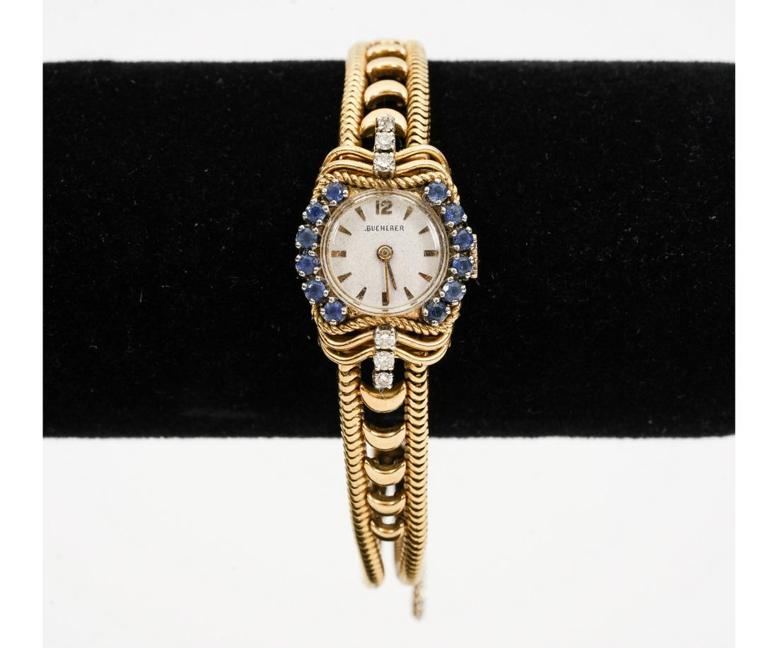 LADIES 18K GOLD SAPPHIRE AND DIAMOND WATCH (1 of 11)