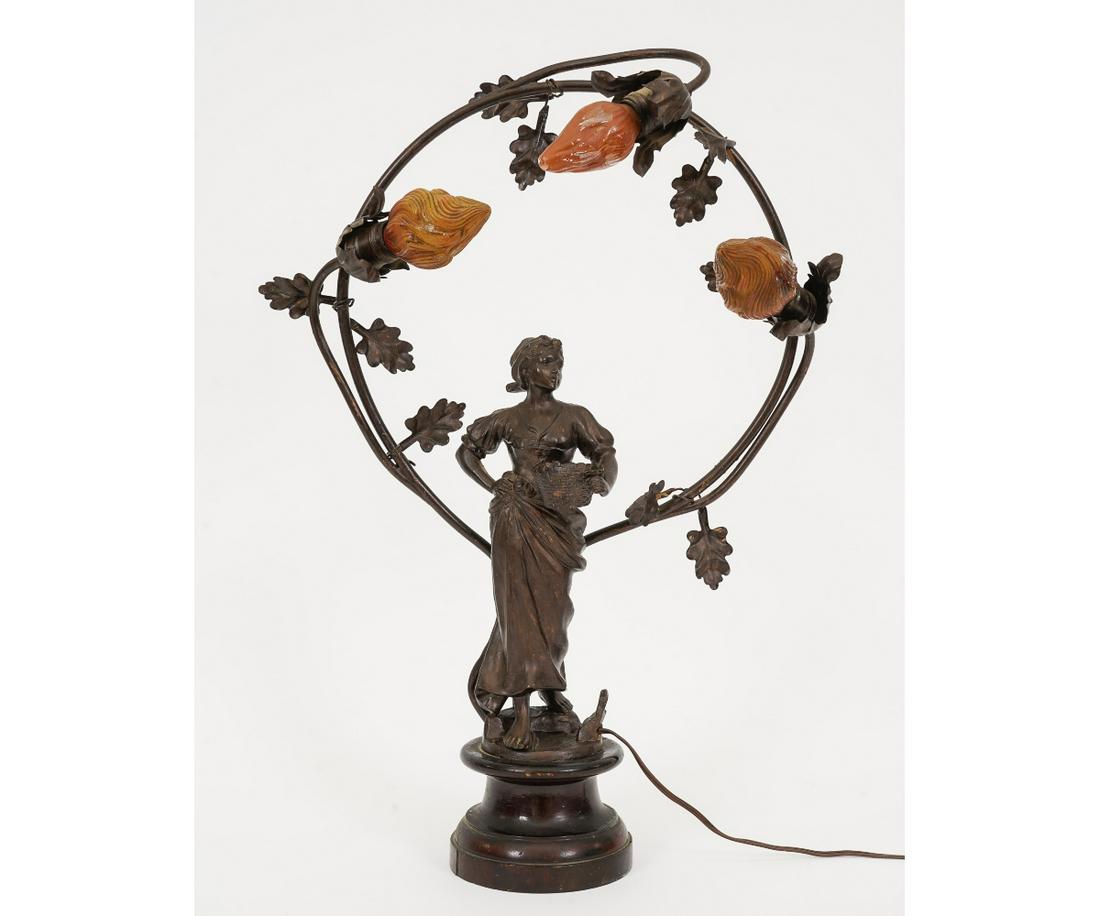 VICTORIAN SPELTER METAL TABLE LAMP (1 of 13)