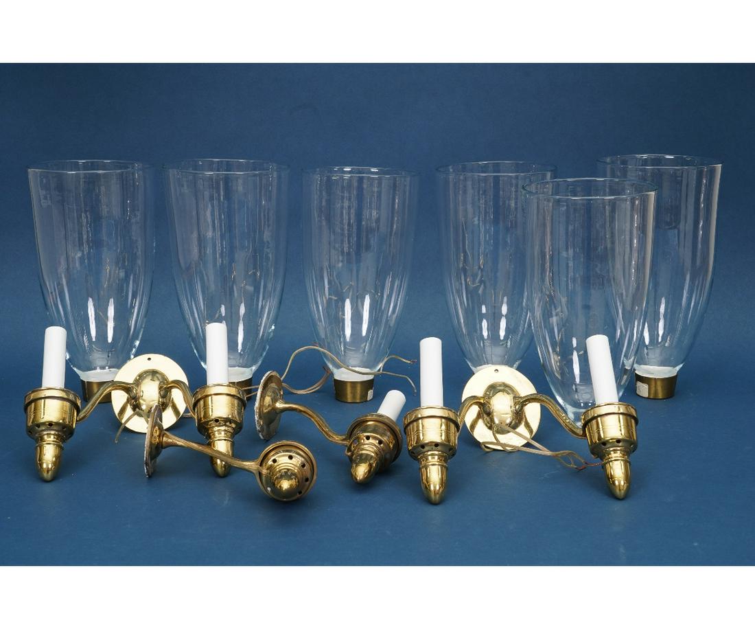 SIX BRASS WALL SCONCES (1 of 6)
