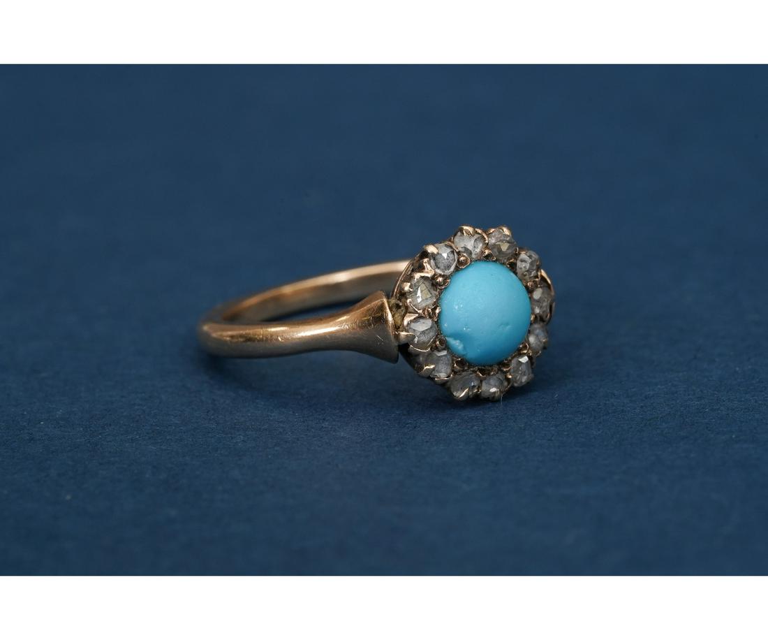 14K GOLD TURQUOISE AND DIAMOND RING (1 of 4)