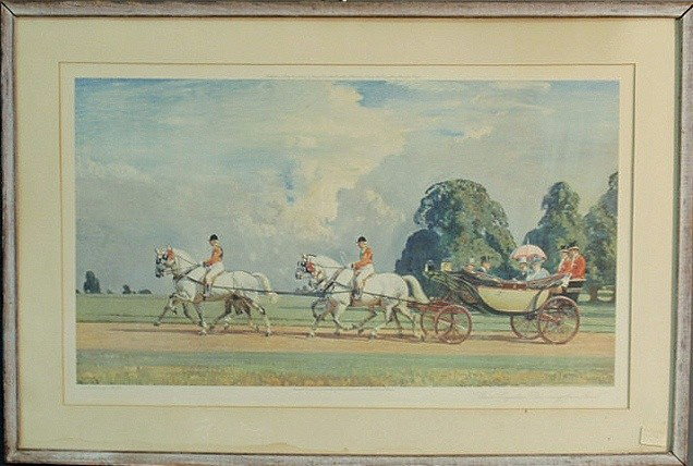 Sir Alfred J. Munnings print "Their Majesties Retu: - Sir Alfred J. Munnings print “Their Majesties Return from Ascot”. 16”x27”