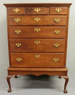 Pennsylvania walnut Chippendale chest-on-frame, c: Pennsylvania walnut Chippendale chest-on-frame, c.1780, the base of a later date. 61"h.x39"w.x21.5"d.