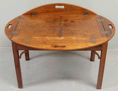 Chippendale style mahogany butler's tray table. 1: Chippendale style mahogany butler's tray table. 18"h., top 27"x35.5