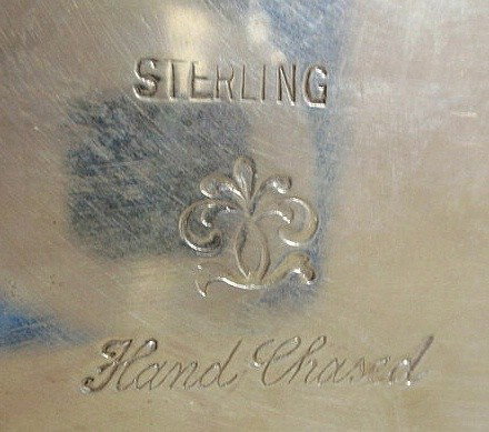 Sterling silver four-piece tea service with an orn - 2