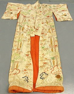 Japanese kimono with gold thread embroidery. As f: Japanese kimono with gold thread embroidery. As found.