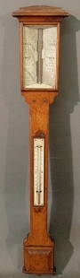 Oak cased barometer signed "Grasemann, 51 Strand,: Oak cased barometer signed "Grasemann, 51 Strand, London", c.1900. 39"h.