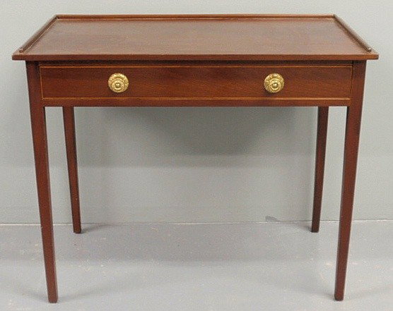 English Hepplewhite mahogany side server, early 1: English Hepplewhite mahogany side server, early 19th c., with square tapered legs. 29"h., top 36"x20