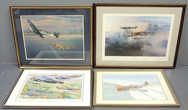 Four limited edition prints of World War II airpl: Four limited edition prints of World War II airplanes: clockwise- Robert Taylor 724/1000, William S. Phillips 598/1000, R. Harper 102/900, John Ficken 278/950. Largest 20"x28