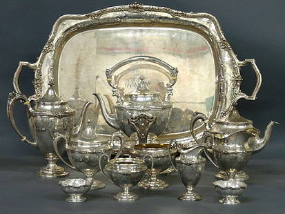 Important sterling silver wedding tea service, 19: Important sterling silver wedding tea service, 1913, of Helene Marie Schmidt, heir to the Schmidt's Brewery family, Philadelphia, and Baron Carl Czoernig-von Czernhausen, by Bailey, Banks & Biddle, ex