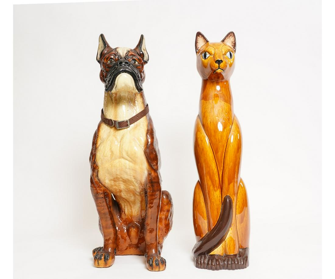 LIFE-SIZE CERAMIC DOG AND CAT (1 of 6)