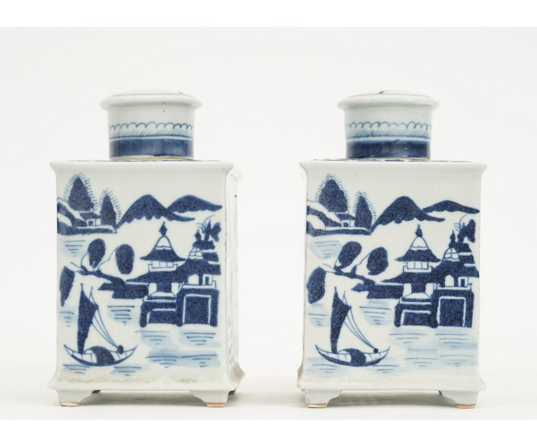 PAIR CHINESE CANTON CANISTERS (1 of 8)