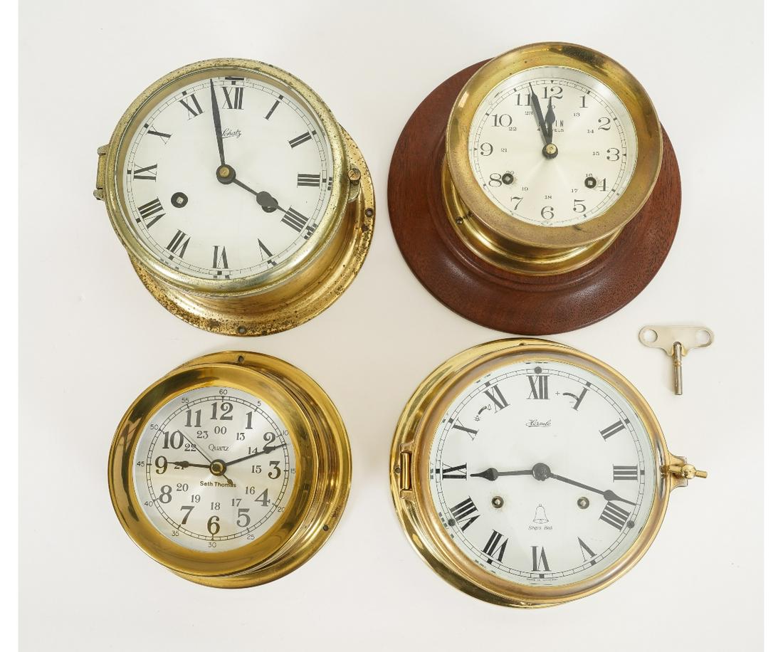 FOUR BRASS SHIPS CLOCKS (1 of 13)
