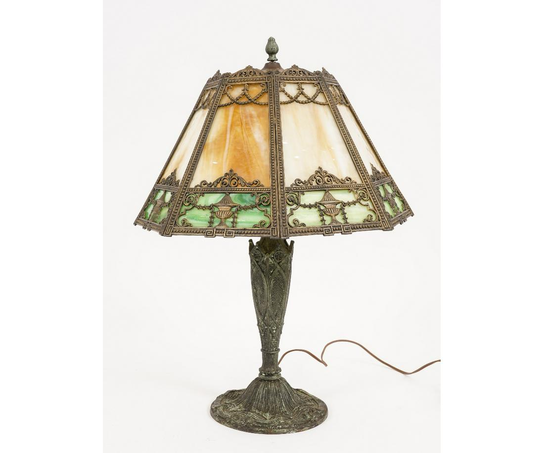 SALEM BROTHERS SLAG GLASS LAMP (1 of 6)