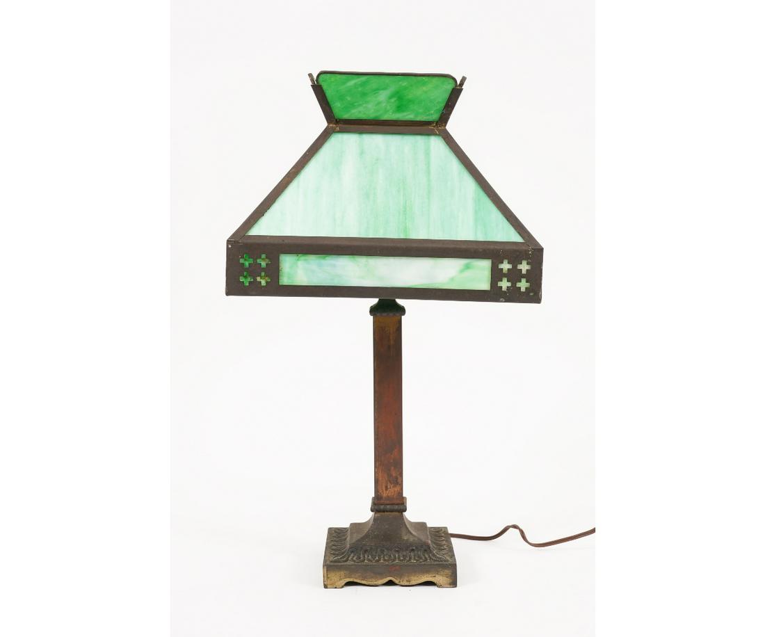 ARTS & CRAFTS SLAG GLASS LAMP (1 of 10)