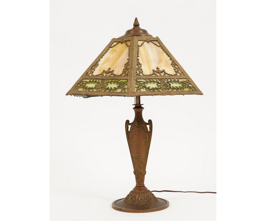 LYRE FORM SLAG GLASS LAMP (1 of 9)