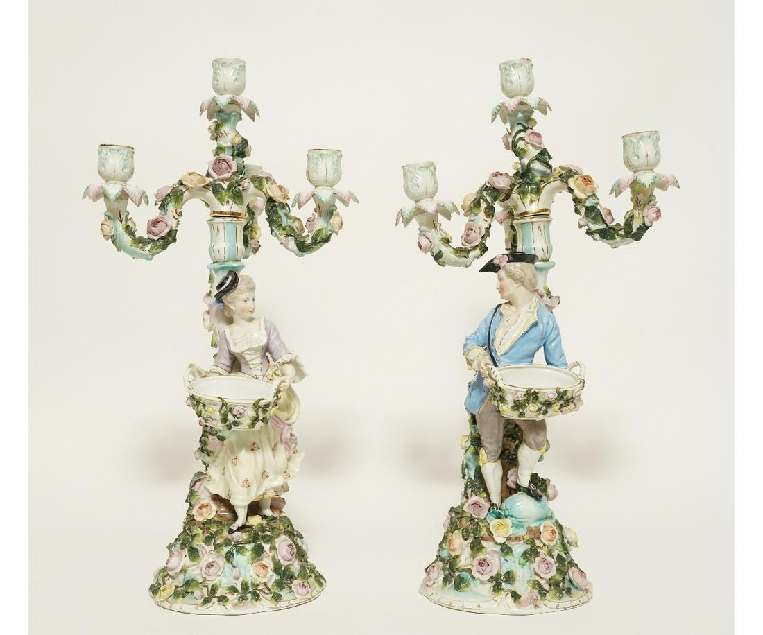 PAIR OF SITZENDORF PORCELAIN CANDELABRA (1 of 12)