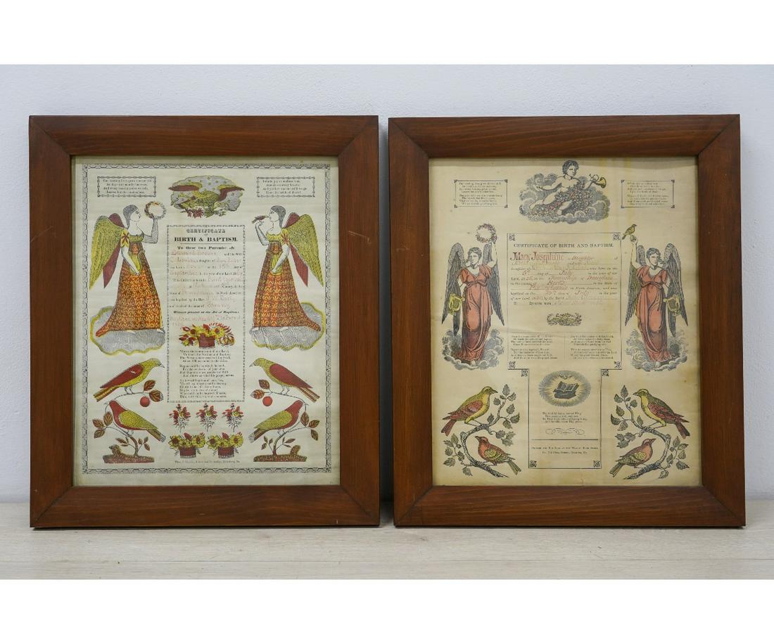 TWO HAND COLORED BIRTH CERTIFICATES (1 of 4)