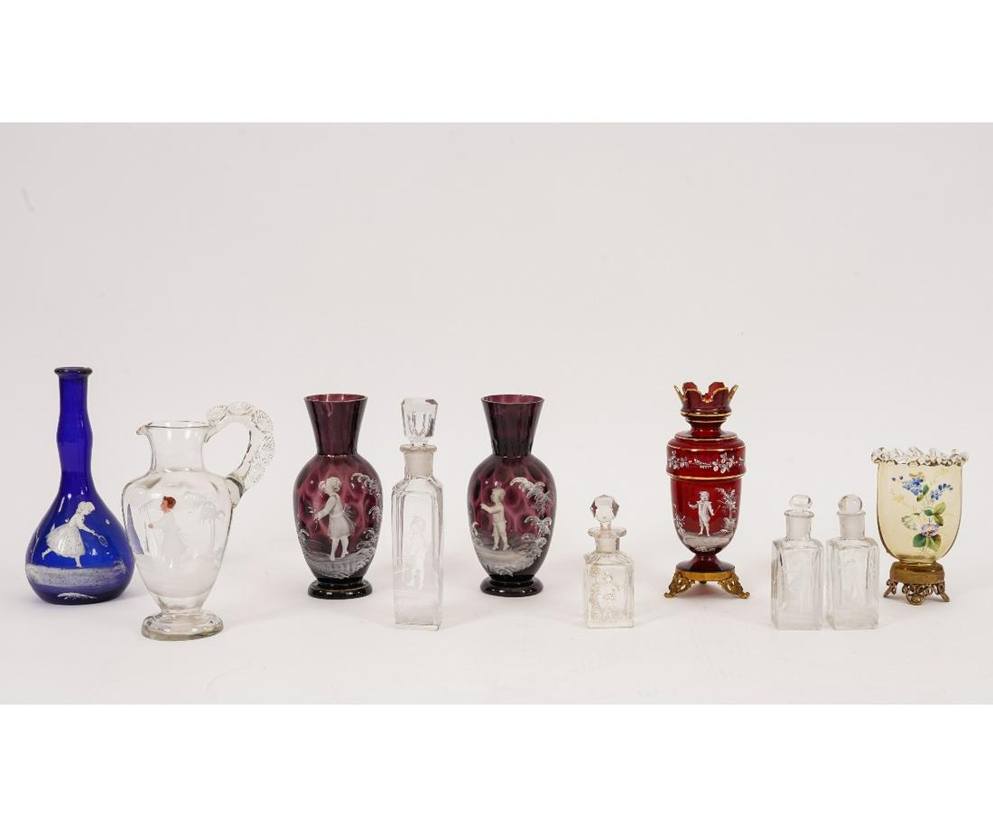 PAIR AMETHYST MARY GREGORY VASES (1 of 10)