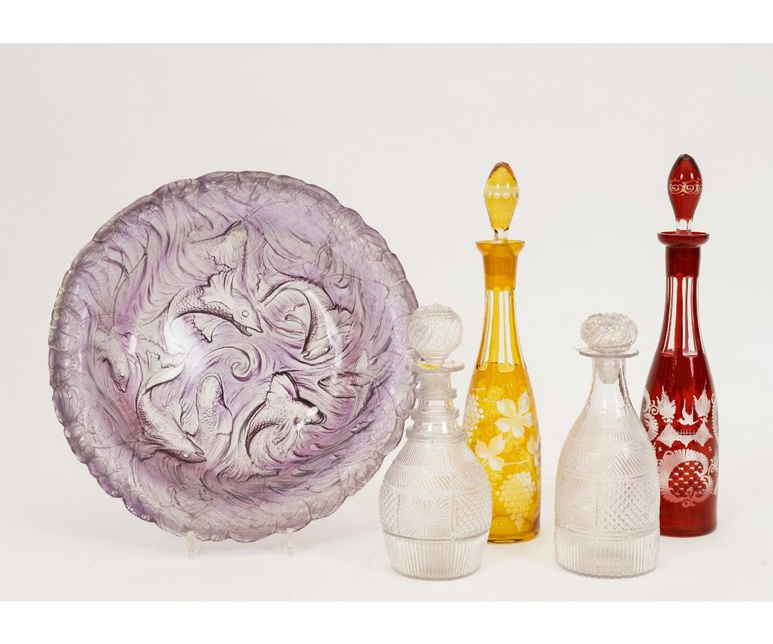 TWO BLOWN GLASS DECANTERS (1 of 8)