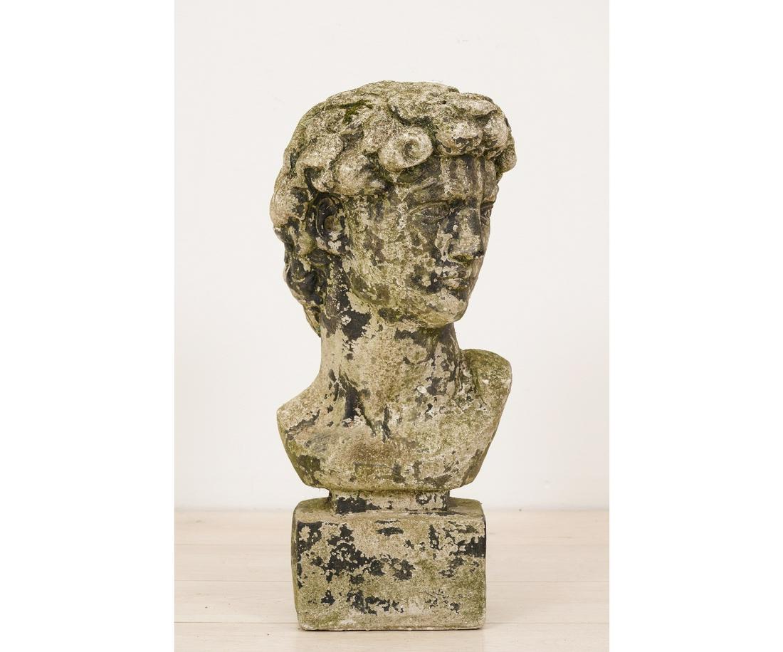 CAST STONE BUST OF CAESAR: Large cast stone bust of Caesar. 22.5"h x 11"w x 11"d