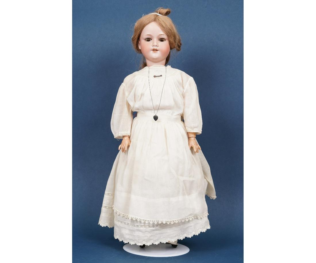 ARMAND MARSEILLE DOLL: Armand Marseille, Germany, doll marked 390M A. 10. M., with jointed body, dressed in a Victorian lace day dress. 28.5"h