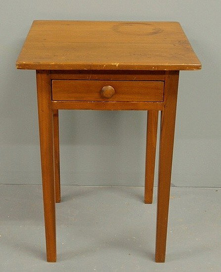 Hepplewhite country pine one-drawer stand, c.1800.: Hepplewhite country pine one-drawer stand, c.1800. 27.25”h., top 19.75”x19.25”