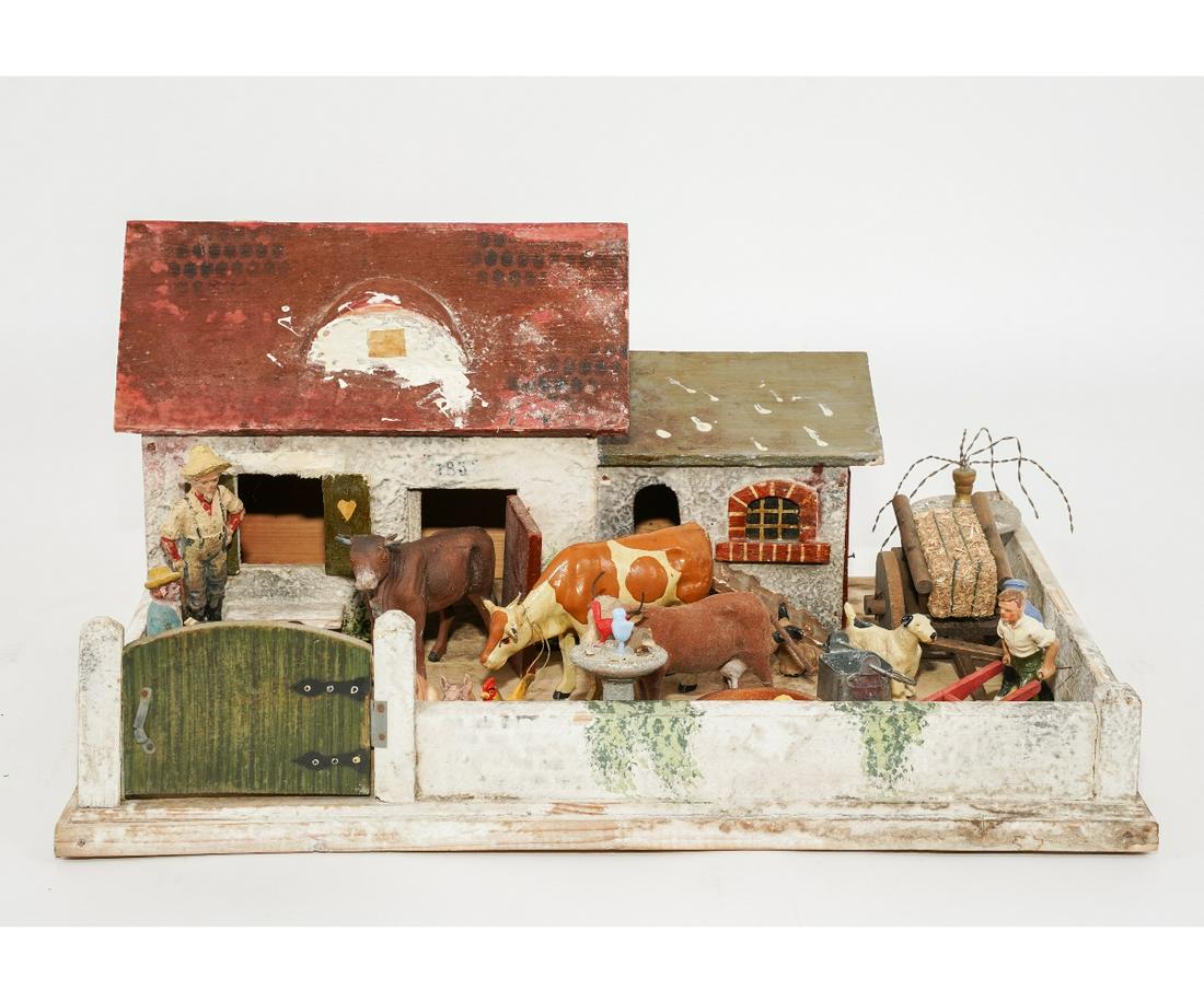 ANTIQUE GERMAN PUTZ COTTAGE & FARMYARD MINIATURES (1 of 8)