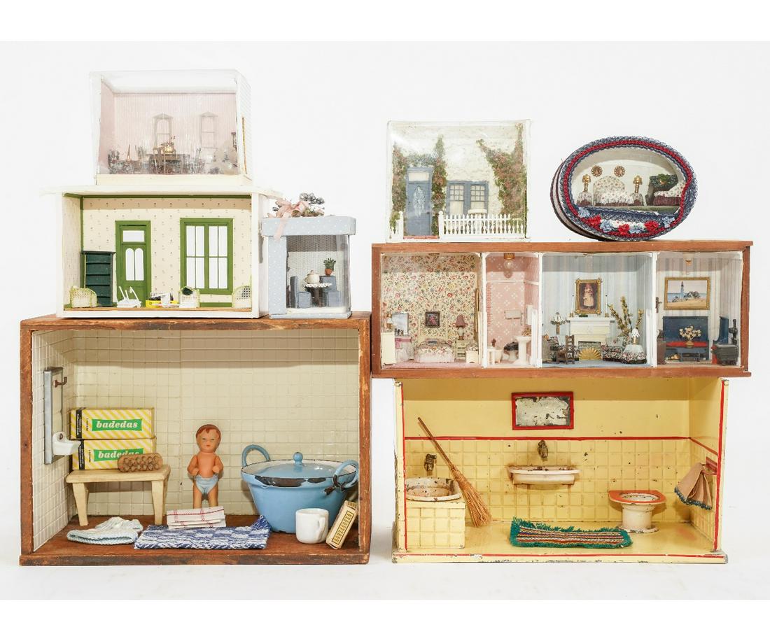 EIGHT SMALL SCALE DIORAMA ROOM BOX DOLLHOUSES (1 of 8)