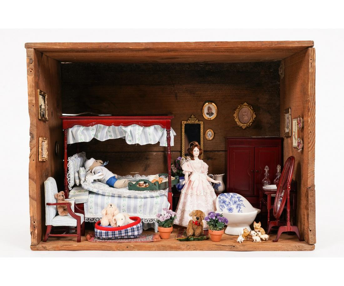 VINTAGE CRATE BEDROOM BOX DOLLHOUSE (1 of 4)