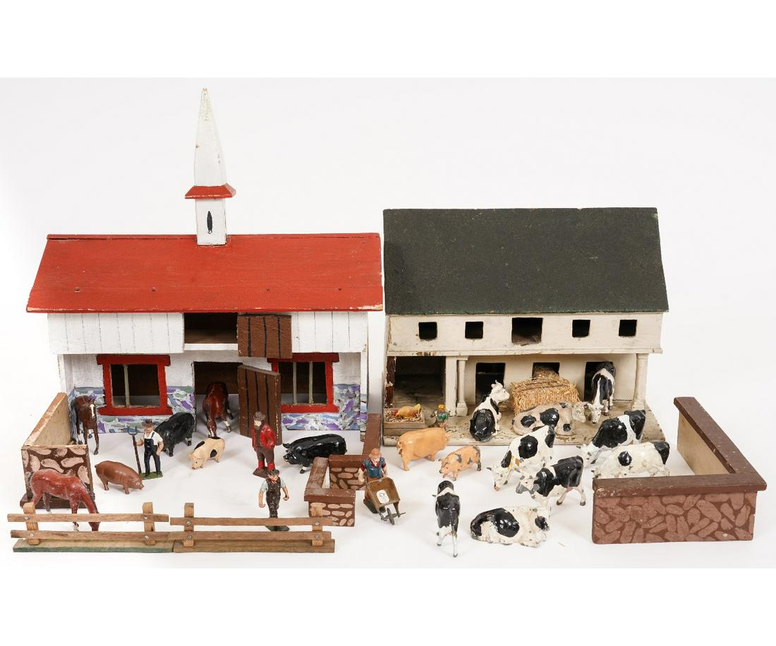 VINTAGE PUTZ FARM BUILDINGS & ANIMALS (1 of 4)