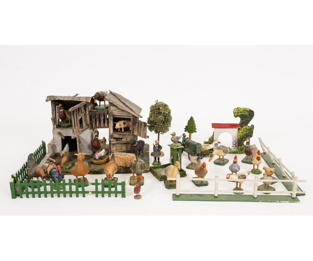 VINTAGE PUTZ CHICKEN COOP & FOWL (1 of 4)