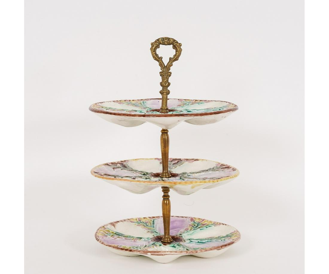 THREE-TIER MAJOLICA  SERVER (1 of 7)
