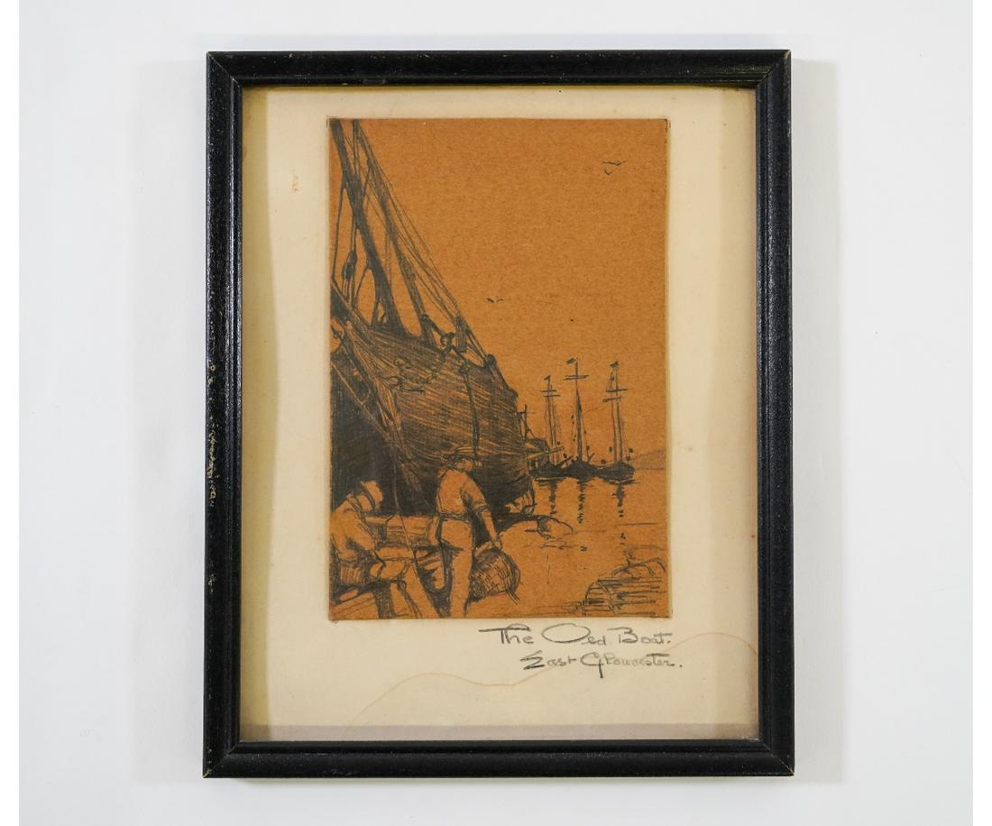 ETCHING OF LOBSTERMEN AND SCHOONERS (1 of 5)