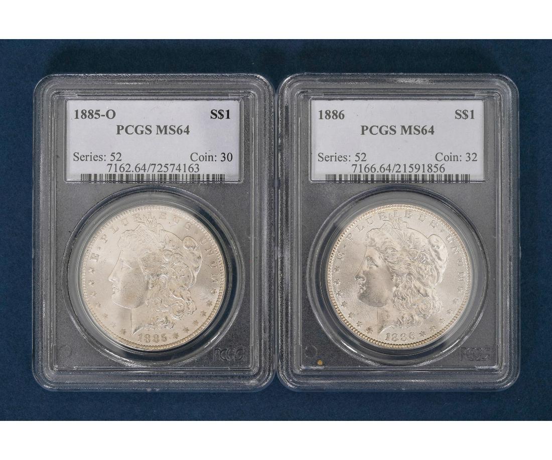 TWO $1 MORGAN SILVER DOLLARS (1 of 6)