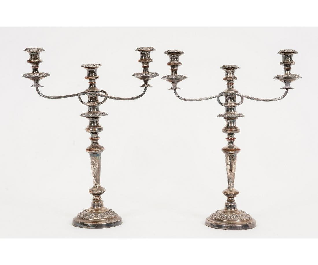 PAIR SHEFFIELD SILVERPLATE CANDELABRA (1 of 6)