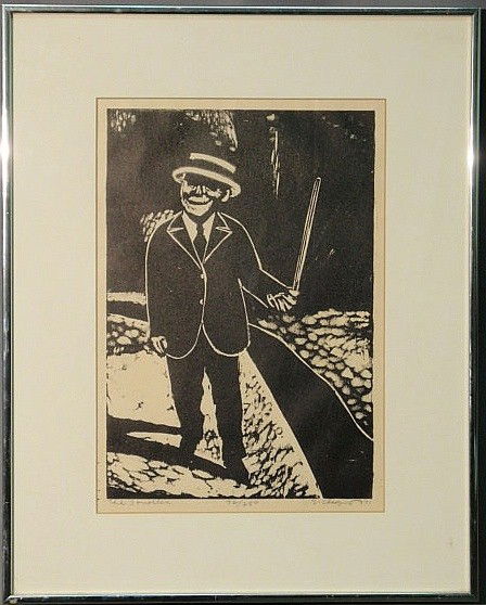 Chafetz, Sidney [American/Ohio, 1922-] signed ori: Chafetz, Sidney [American/Ohio, 1922-] signed original woodcut titled "The Stroller 92/250". 14"x9.75