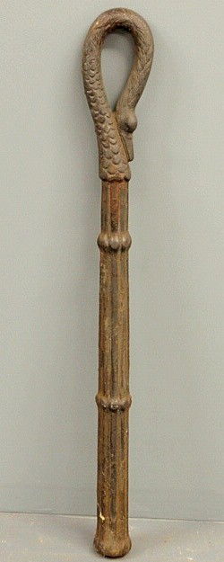 Victorian cast iron hitching post in the form of: Victorian cast iron hitching post in the form of a swan head and neck. 40.5"h.x5"w.