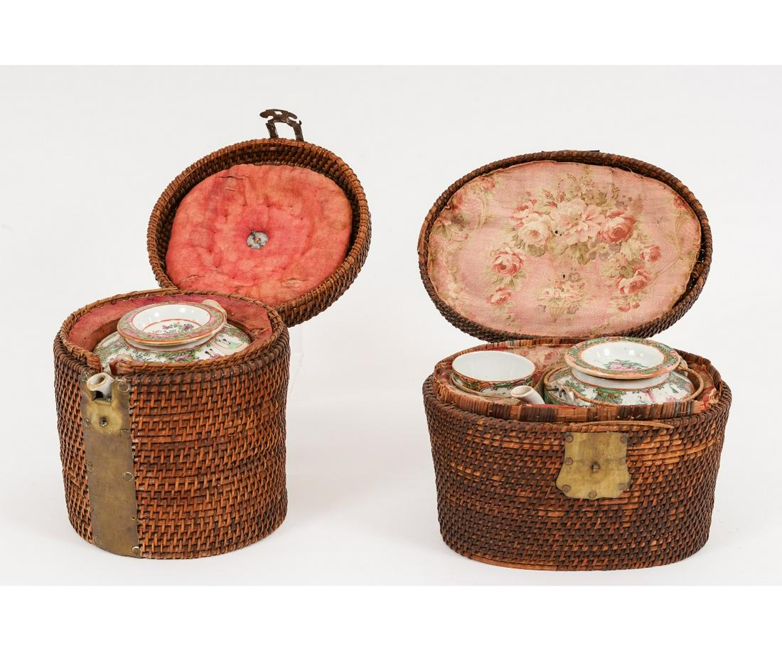 TWO WICKER CASED TEAPOTS (1 of 12)