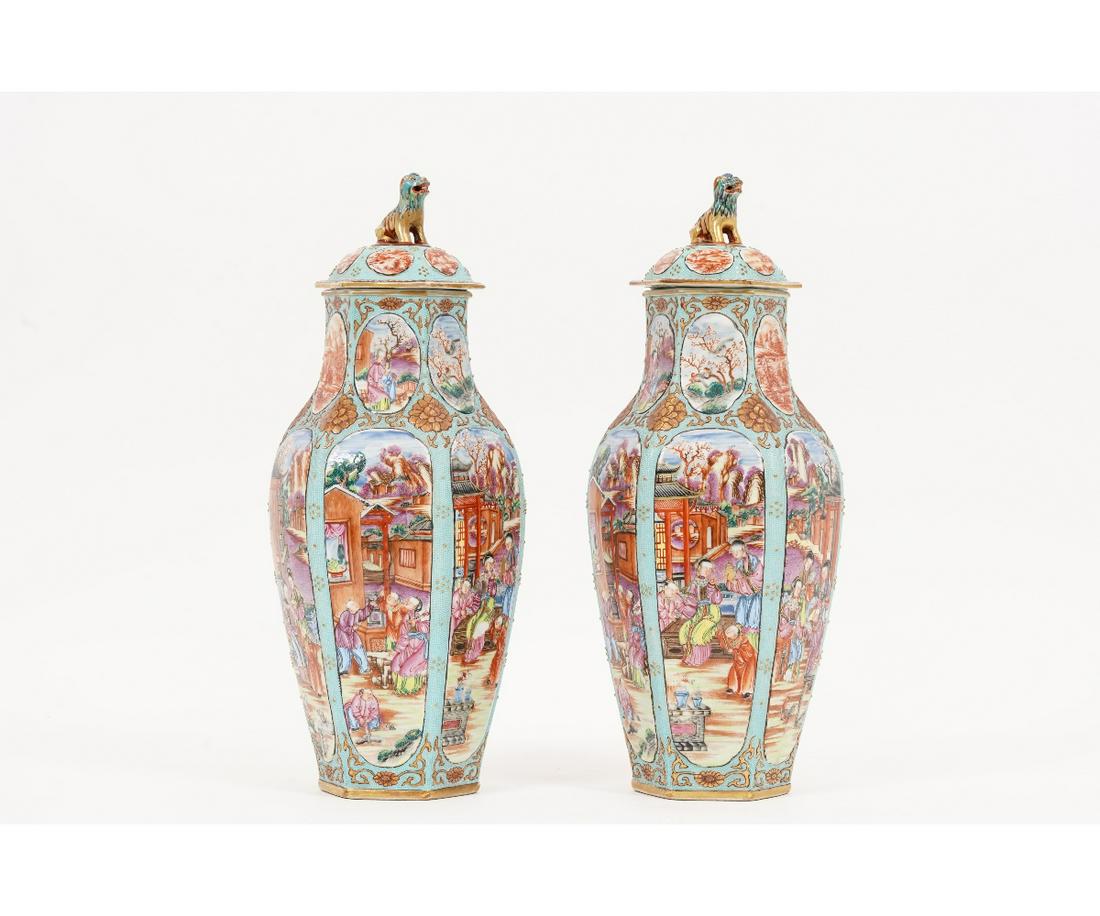 RARE PAIR CHINESE HEXAGONAL VASES (1 of 17)