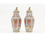 RARE PAIR CHINESE HEXAGONAL VASES