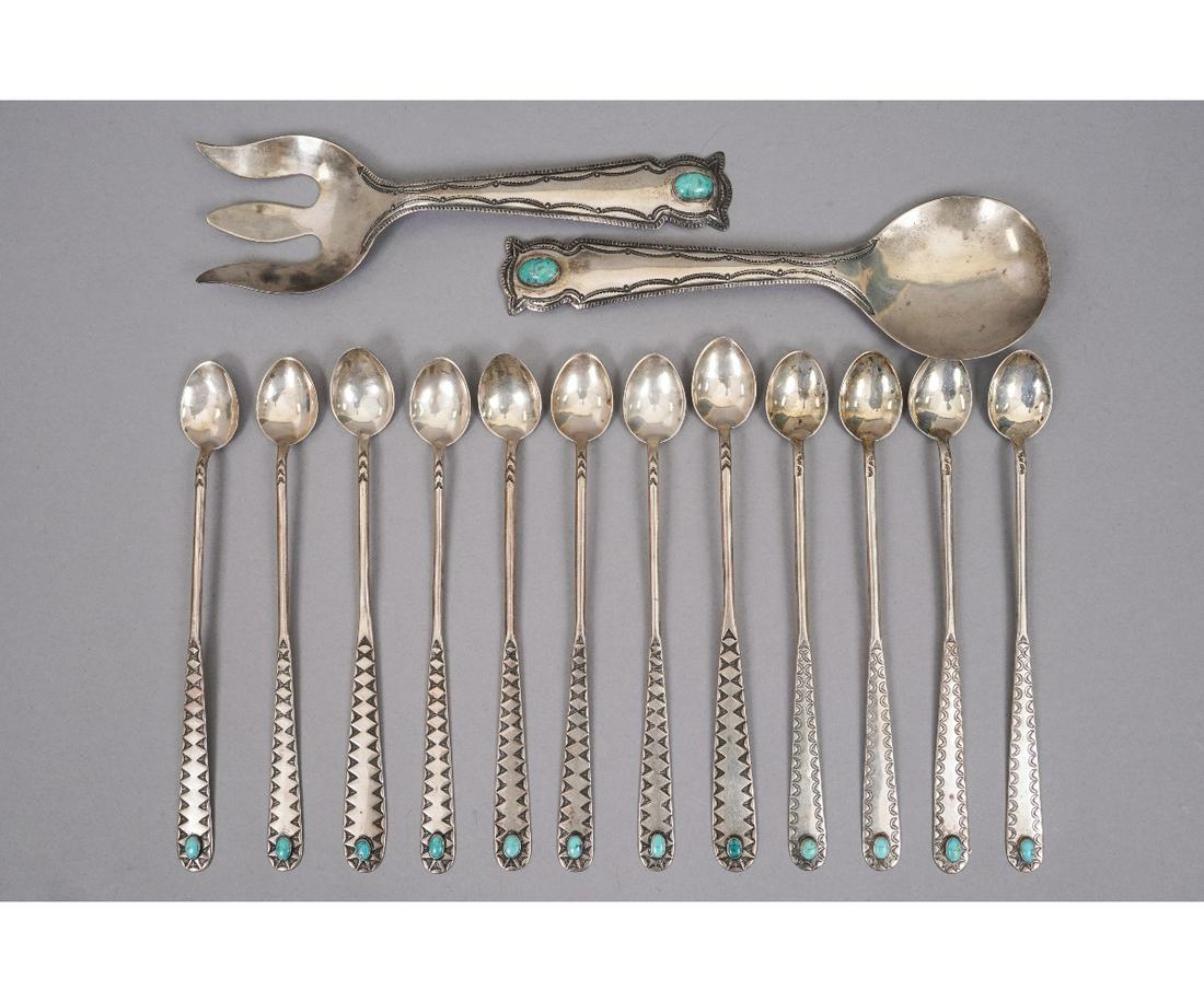SILVER AND TURQUOISE ICE TEA SPOONS (1 of 5)