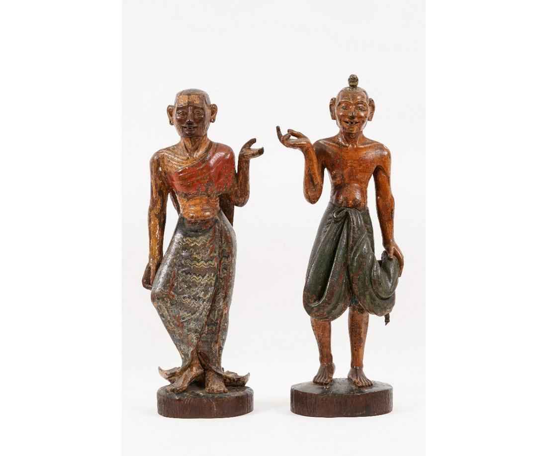 PAIR WOOD CARVED FIGURES (1 of 15)