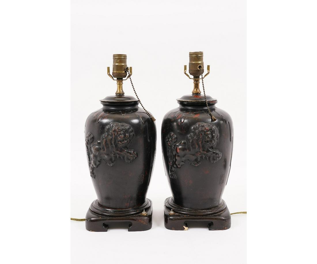 PAIR ASIAN VASES/LAMPS (1 of 5)