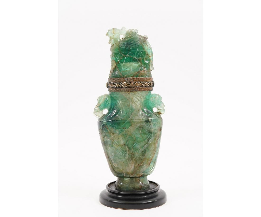CHINESE GREEN QUARTZ VASE (1 of 15)